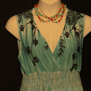 1X Jon & Ana Aqua Teal Floral Maxi Dress